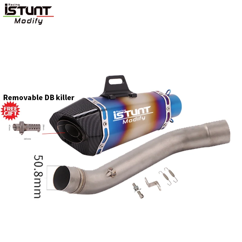 Voor Kawasaki Z750 2004-2008 Motorfiets Uitlaat Tips 51mm Uitlaat Slip Op Midden Link Pijp Met DB Killer roestvrij Staal Escape - afbeelding 1