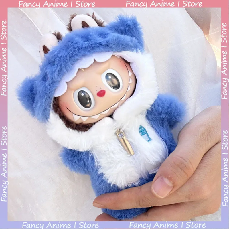 Macacão de tubarão kawaii para boneca labubu, roupas, acessórios para coreia, kpop exo labubu, roupas, presente diy para v1 v2 v3 labubu
