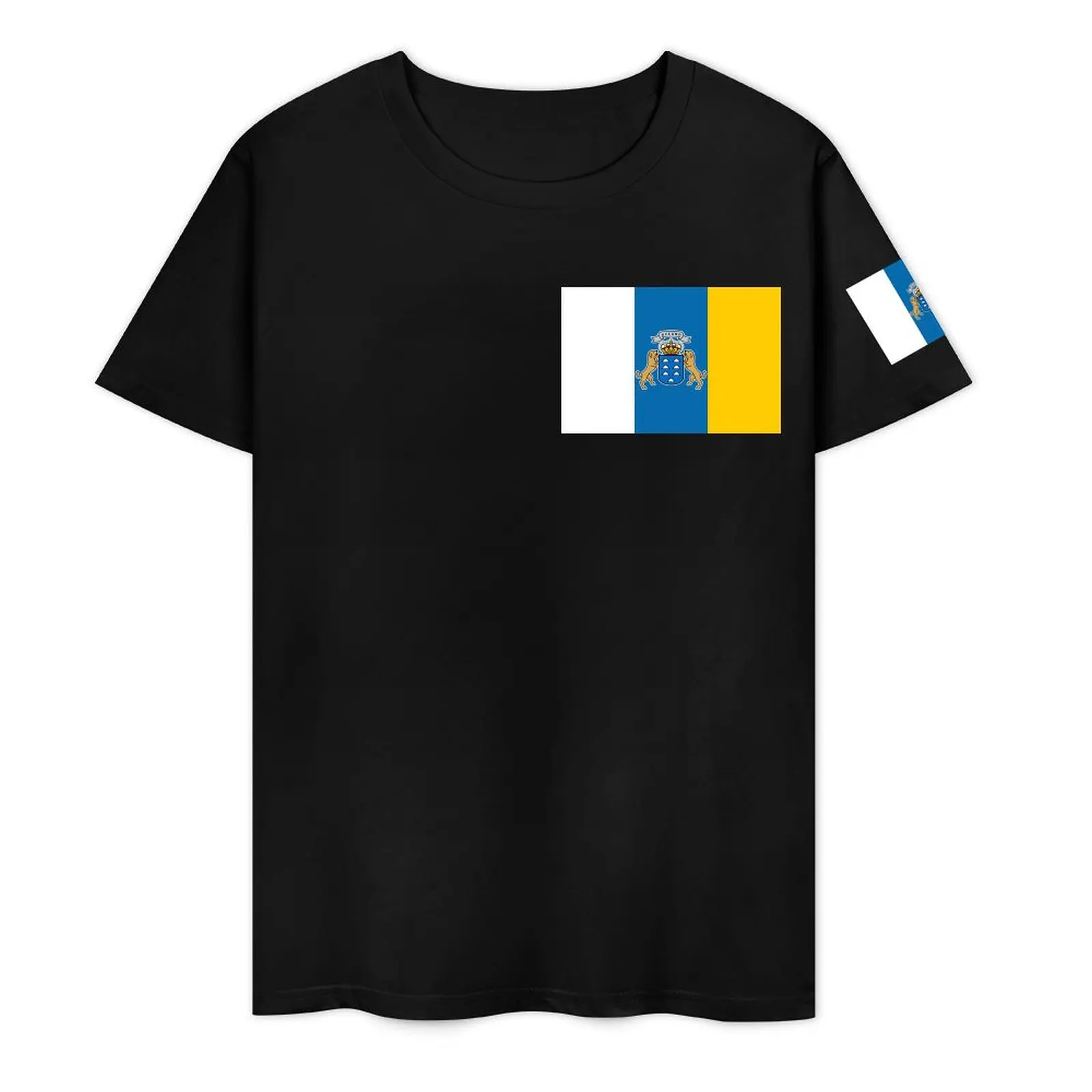 Flag of The Canary Islands (1) T-shirt Round Neck Motion  Geek Tees Hot Sale Leisure USA Size