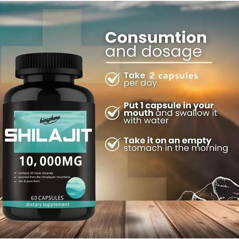 Pure Himalayan Shilajit contains over 85 trace minerals such as fulvic acid, providing immune support in 60 capsules
