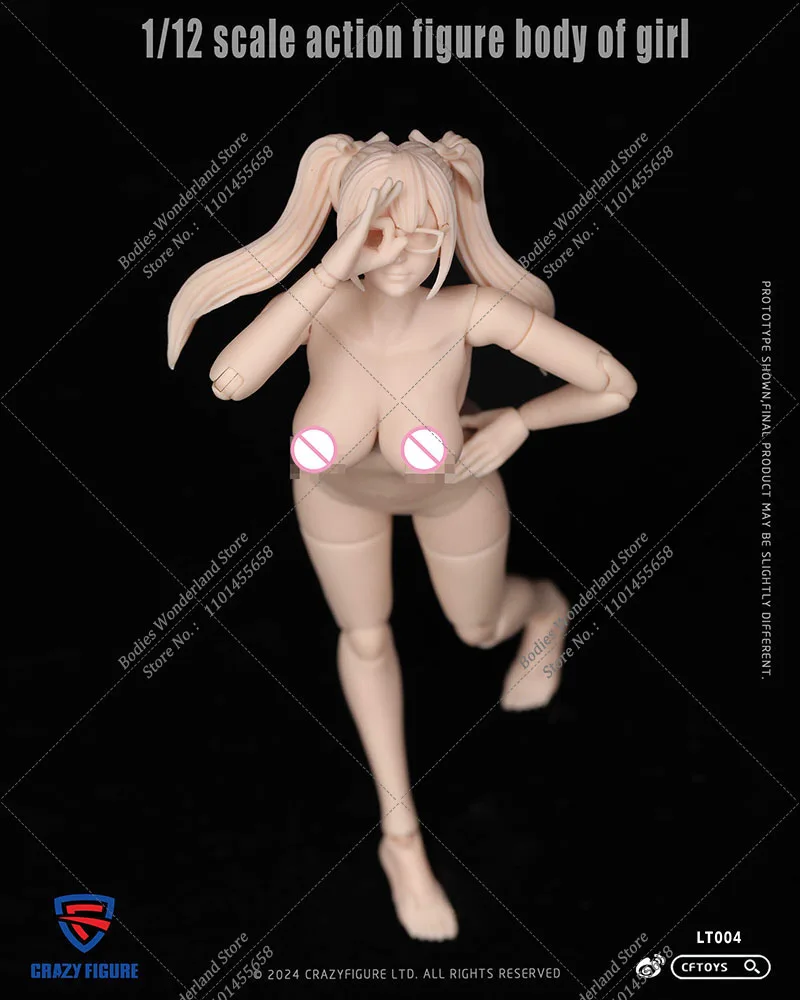 クレイジーフィギュア 1/12 超可動式関節人形 女の子ボディ アーティストペイントモデル 服と靴付き 6インチアクションフィギュア対応
