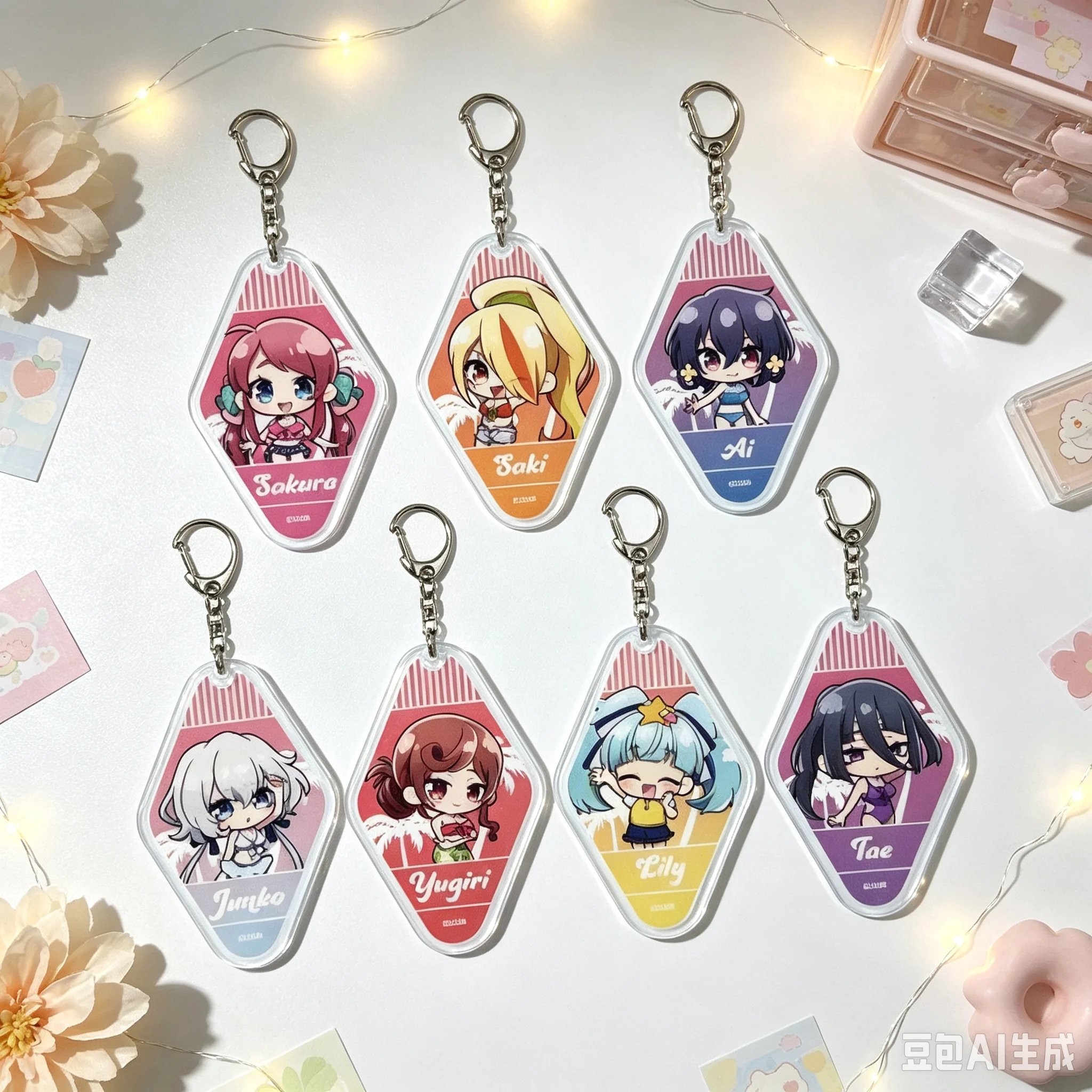 2026 Lovely Products Zombie Land Saga Anime 6CM Acrylic Keychain Bag Pendant Tatsumi Kotaro, Ai Mizuno,Saki Nikaido CosplayGifts