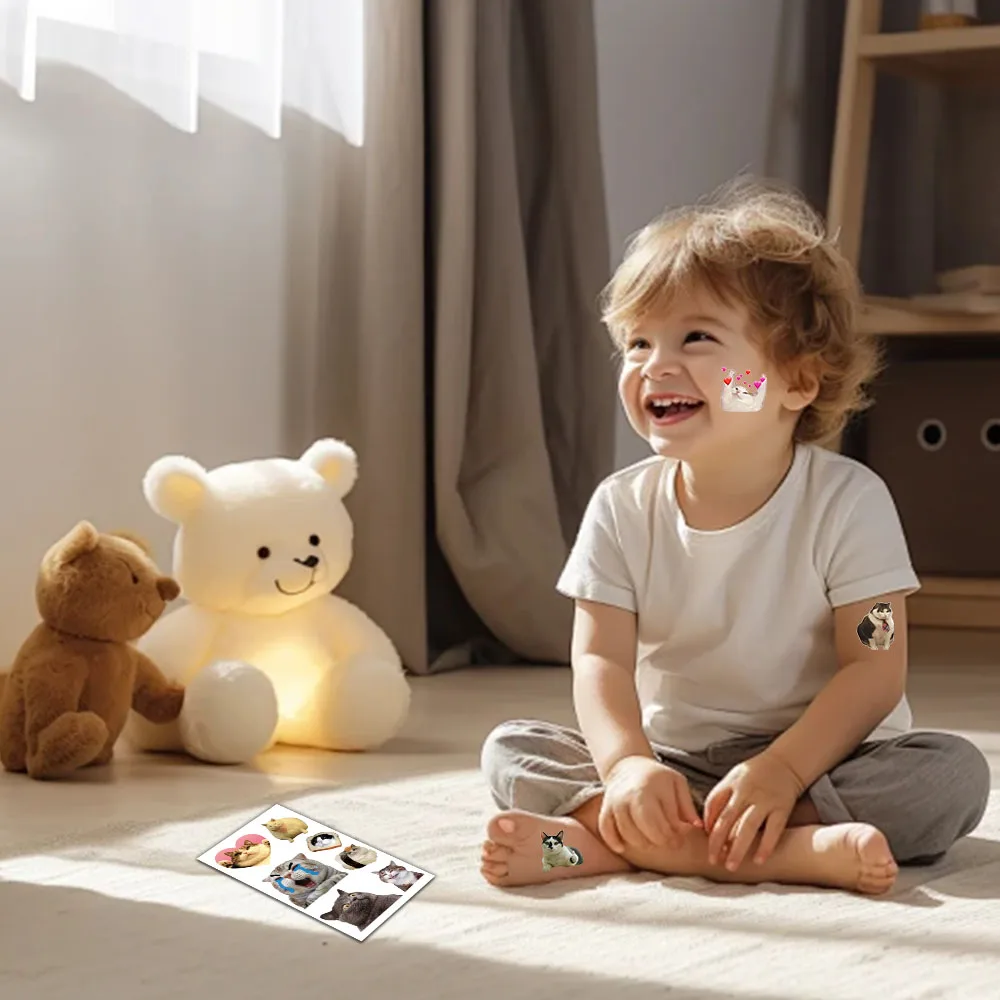 10 STKS Kat Emoticons Tattoo Stickers Leuke en grappige nep-tatoeages Gepersonaliseerde Retro-tatoeages Waterdicht en duurzaam ﻿