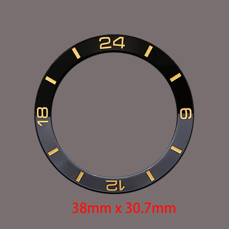 38mmx30.7mm Curved Ceramic Bezel Insert Ring Fits For SKX007 SKX009 SRPD SUB Case NH35 NH36 Watch Case Bezel Ring Repair Parts