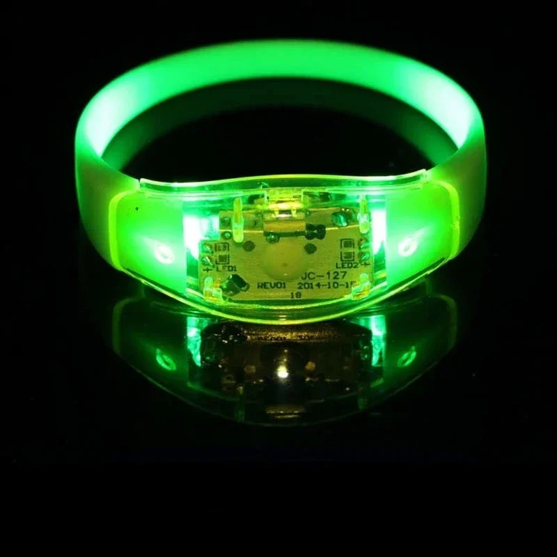 Voice Control LED Glow Wristband Flash Bracelet Bangle Night Disco Light up Party Bar Birthday Gift   New Year Wedding Festival