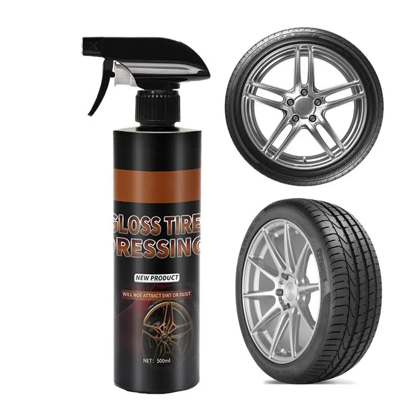 Tyre Gloss Car Tire Cleaner Spray Car Wheel Rust Dust Remover Spray Cleaning Tool Auto Rim Cleaner Long Lasting Protection 500ml