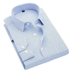 2025 8XL7XL6XL Plus Size Men Long Sleeved Shirt  Mens Business Casual  Slim Fit Shirts Men Striped Dress Work Social Dress Shirt