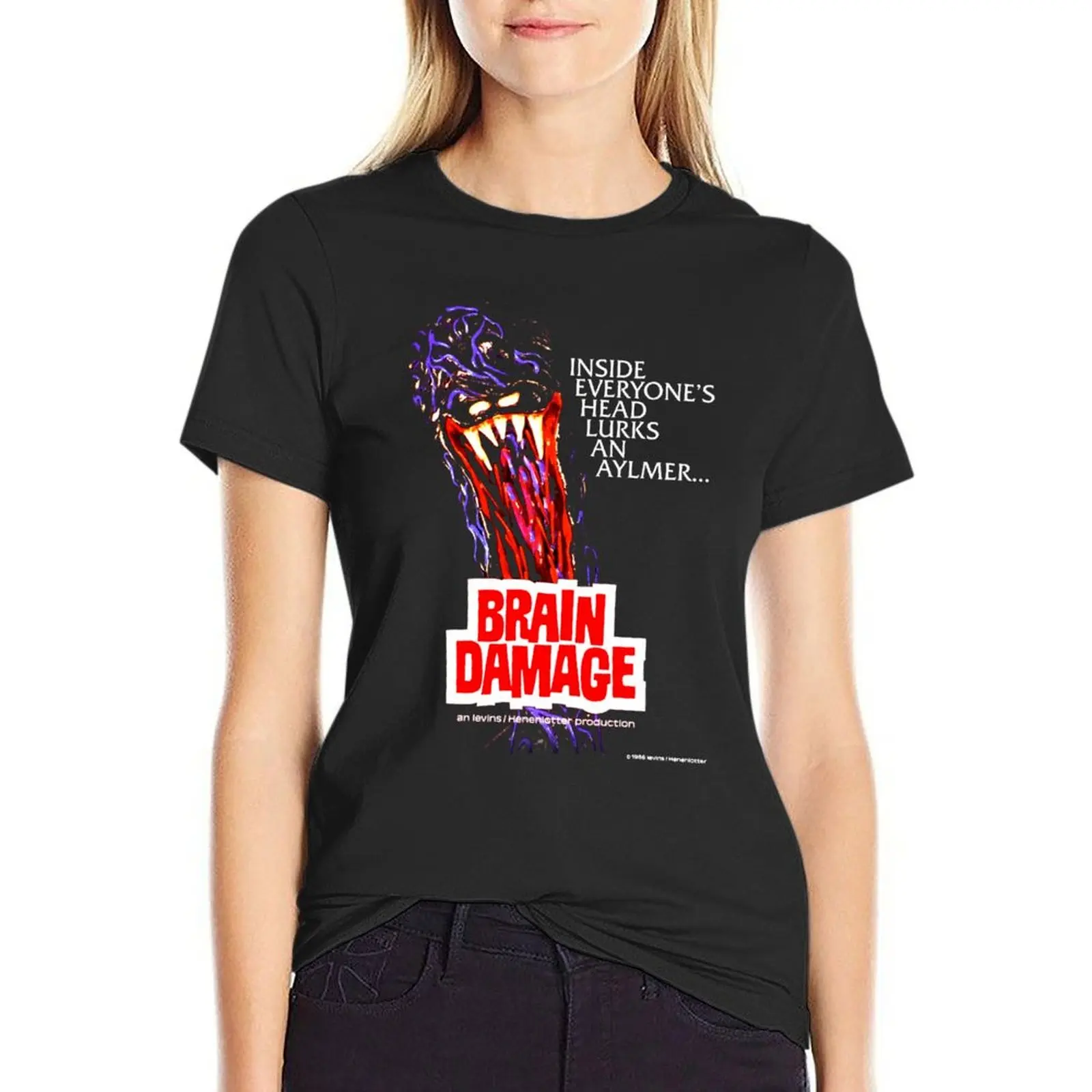 BRAIN DAMAGE Aylmer Poster Design T-Shirt summer top vintage clothes black t-shirts for Women