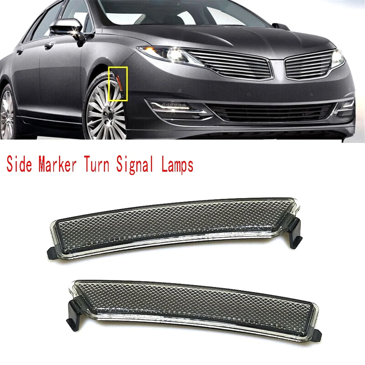 1 Pair Front Bumper Reflector Side Marker Lights Turn Signal Lamps for Lincoln MKZ 2013-2016