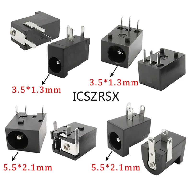 10Pcs DC Power Jack Socket Connector 5.5*2.1mm 3.5x1.3mm Male Female DC005 DC022 DC099 DC plug socket Nut Panel Mount Adapter