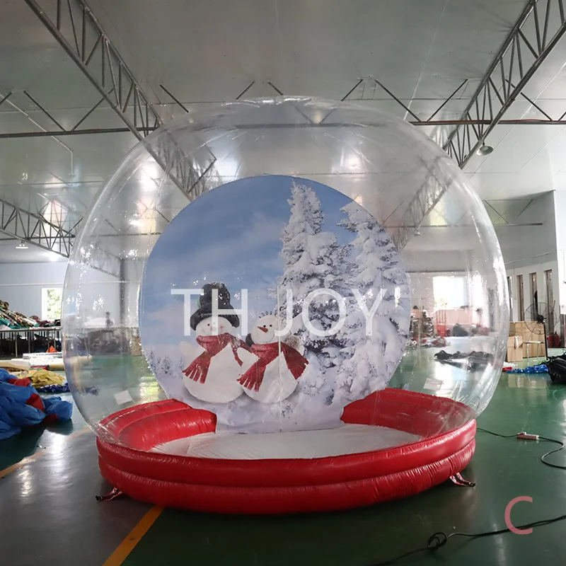 Envío aéreo rápido a puerta, cabina de fotos de burbujas que sopla globo de nieve inflable decoración navideña tienda de burbujas de PVC transparente