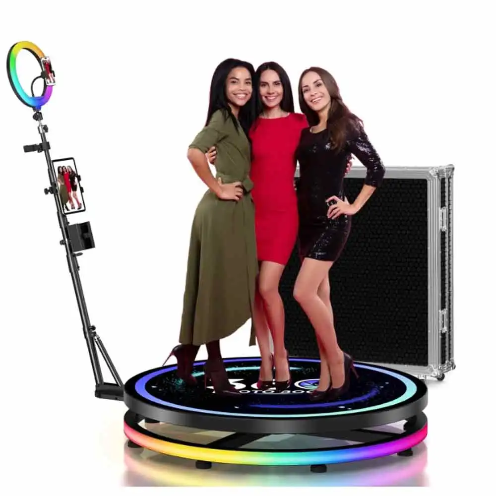 

360photo booth Machine for Video App Control 360 Photobooth Machine with RGB Light Selfie 360 Photo Booth for Parties Wedding