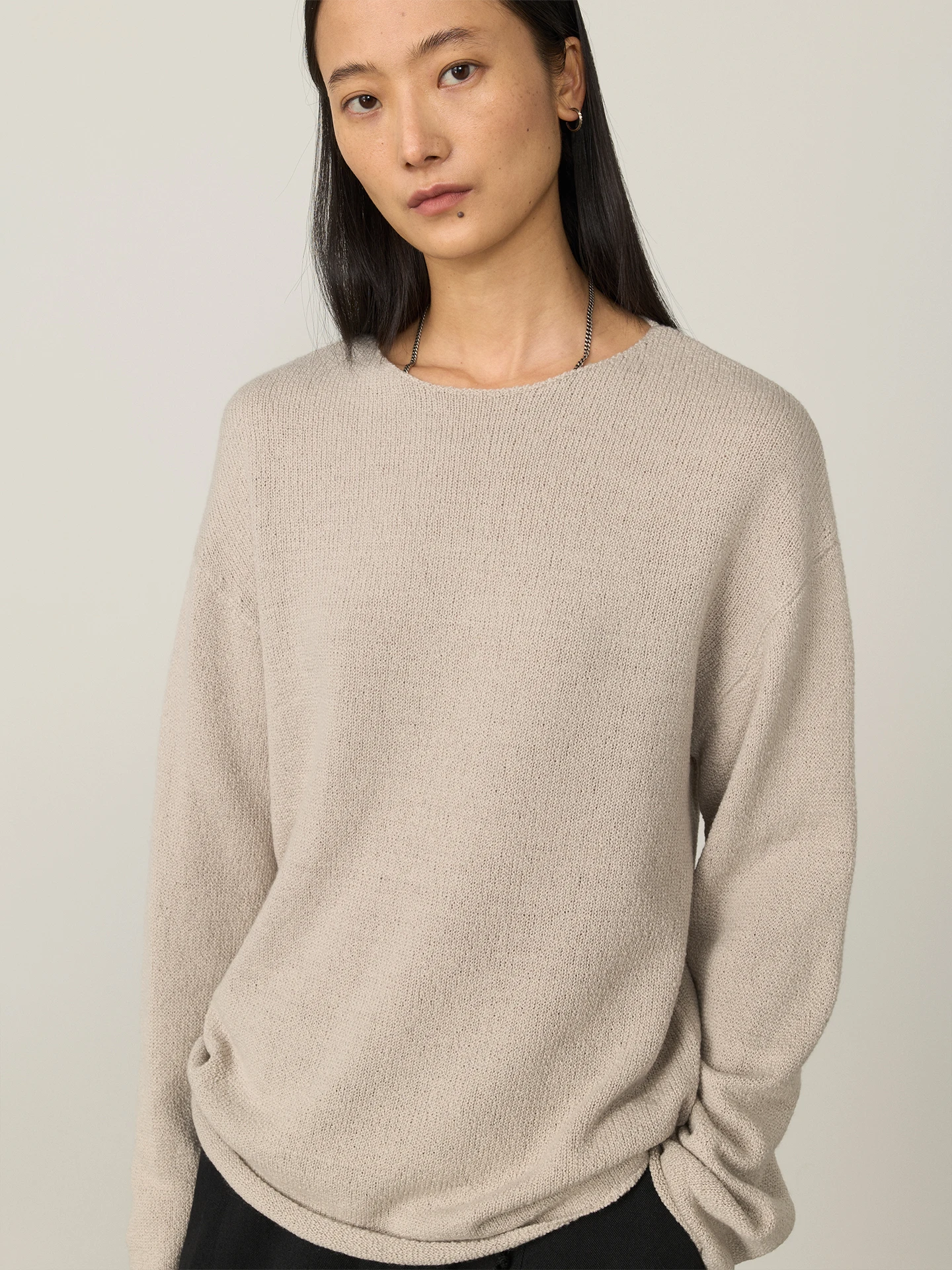 

Toughsen Cus-Dyed Hemp Blend Knitwear Long Sve Crew Ne Pullover Irregular Texture Loose Fit Women's Winter Sweater