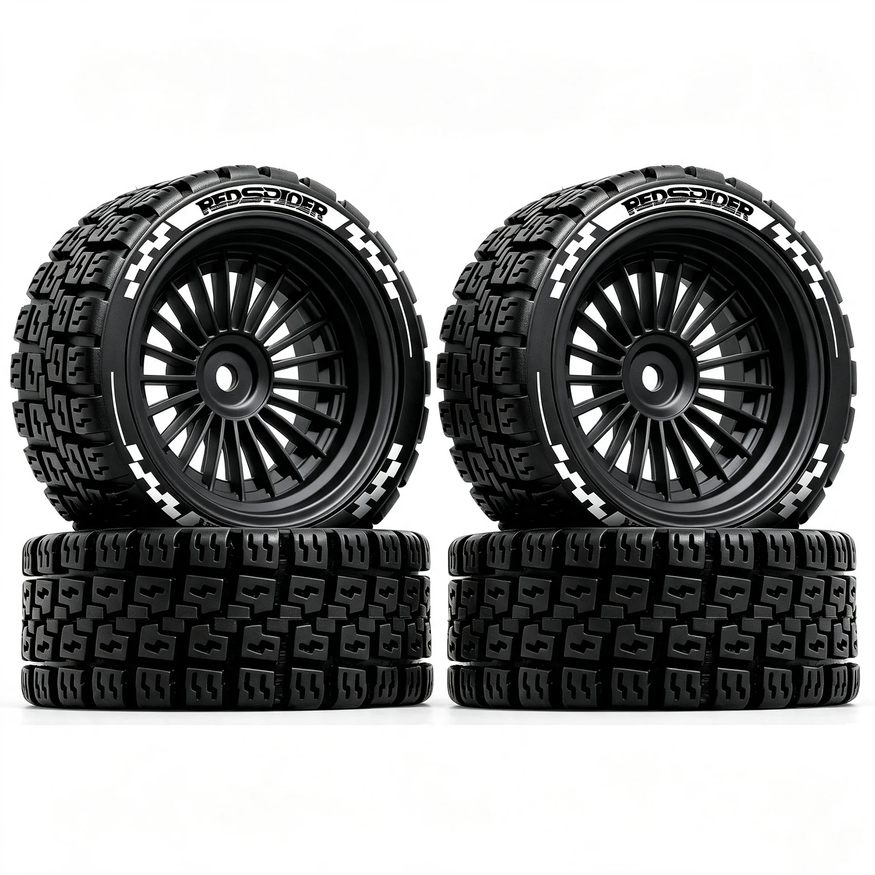 RED SPIDER 4Pcs 68mm 1/10 RC Rubber Off-Road Racing Tyres Plastic Rims for 1/10 RC Car Tamiya XV01 XV02 TT01 Upgrade Accessories
