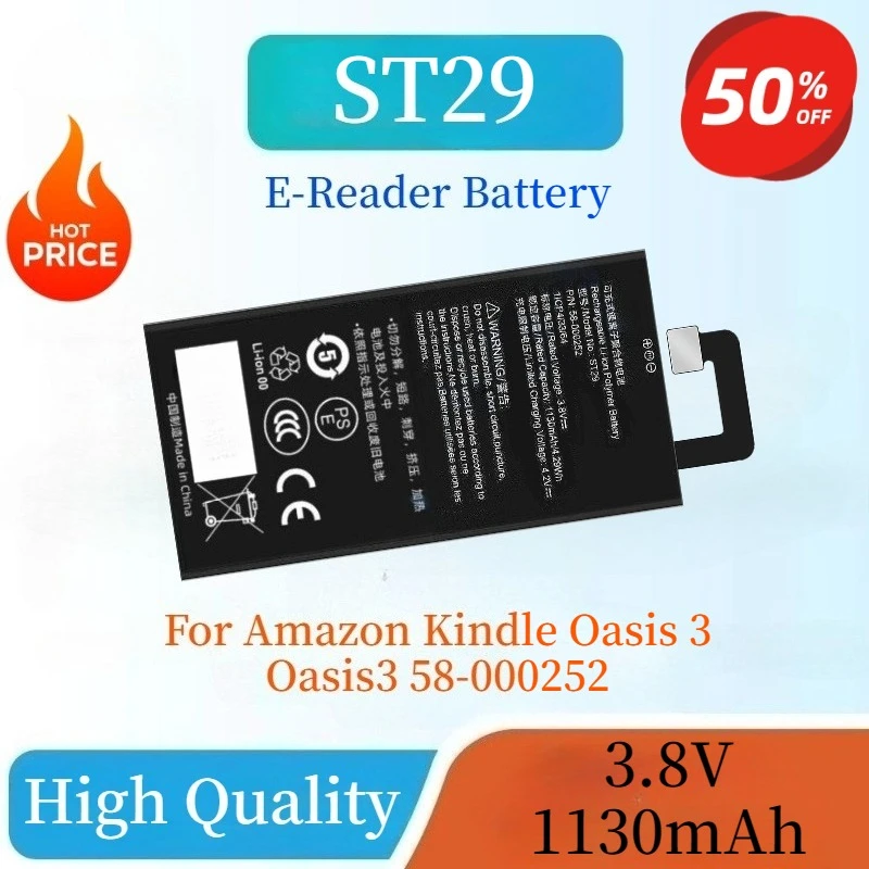 

High Quality ST29 3.8V 1130mAh Replaceable E-Reader Battery For Amazon Kindle Oasis 3 Oasis3 58-000252 Large Capacity Battery
