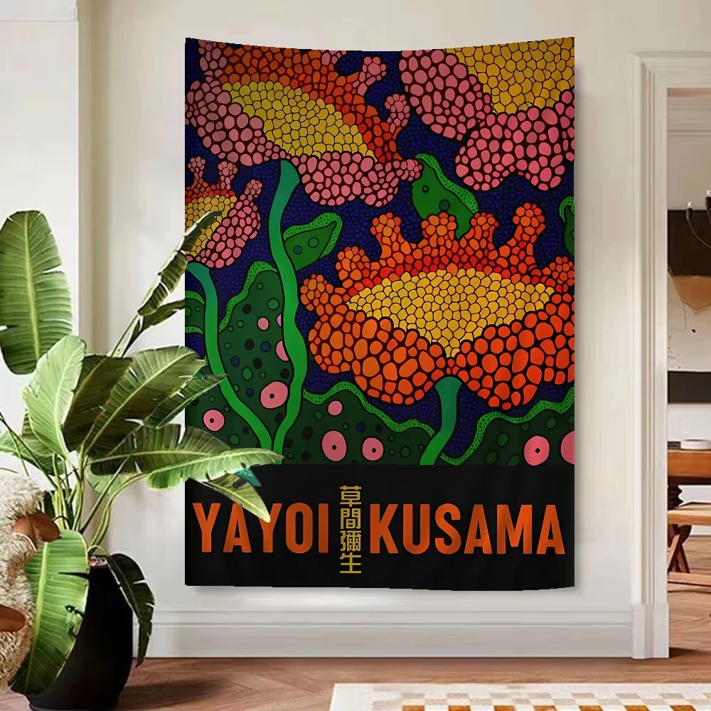 Yayayoi Kusama Kunst Display Wandteppich Kürbis Blumendiagramm Böhmischer Wandteppich Mandala Kunst Dekor