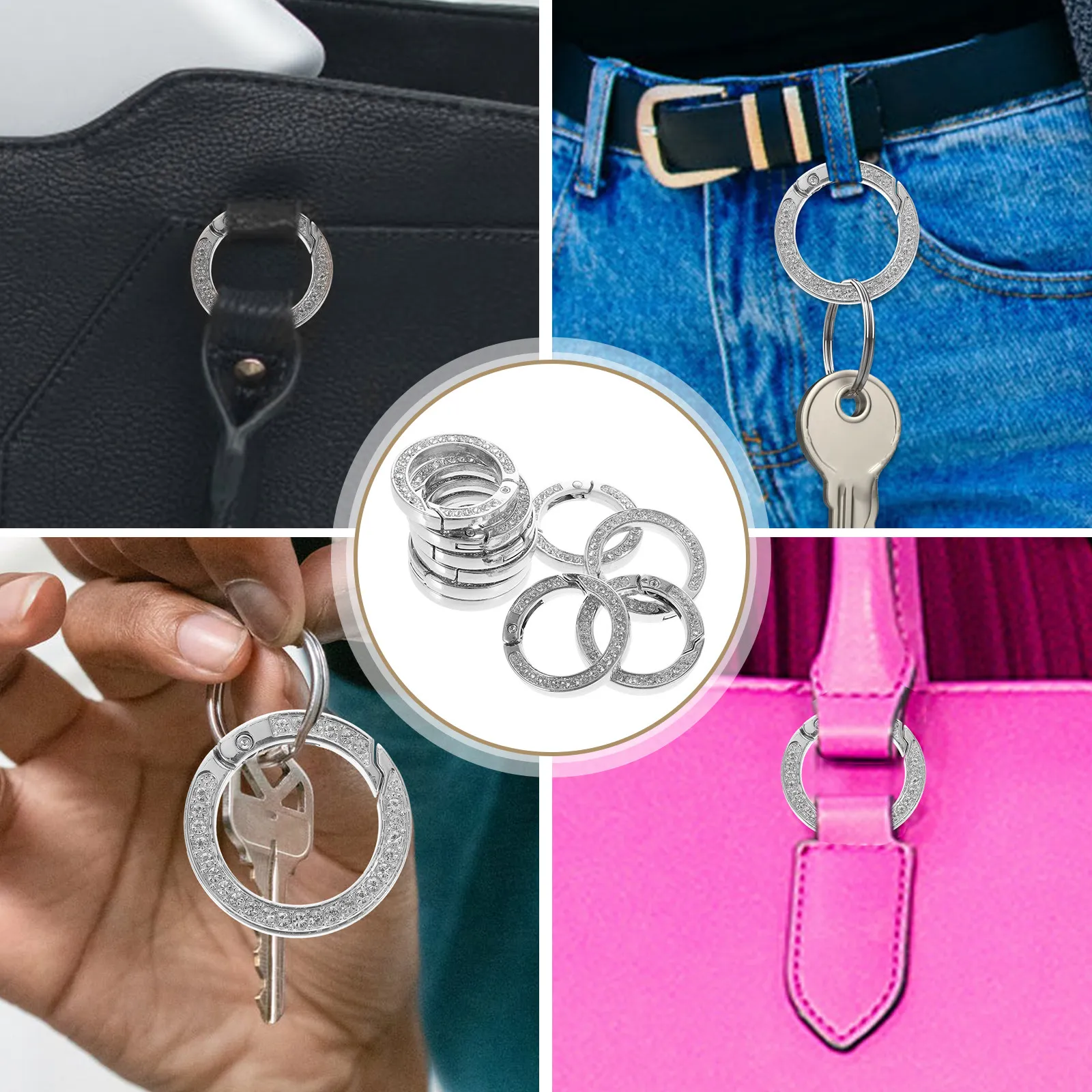10Pcs Key Ring for Purse Alloy Ring Buckles Metal Buckle Connection Rings for Bag Crafting DIY Accessories Purse Hardware