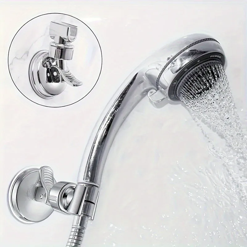 Soporte ajustable para cabezal de ducha, soporte con ventosa fuerte, soporte para brazo de ducha sin taladro para rociador de mano, instalación de pared de baño