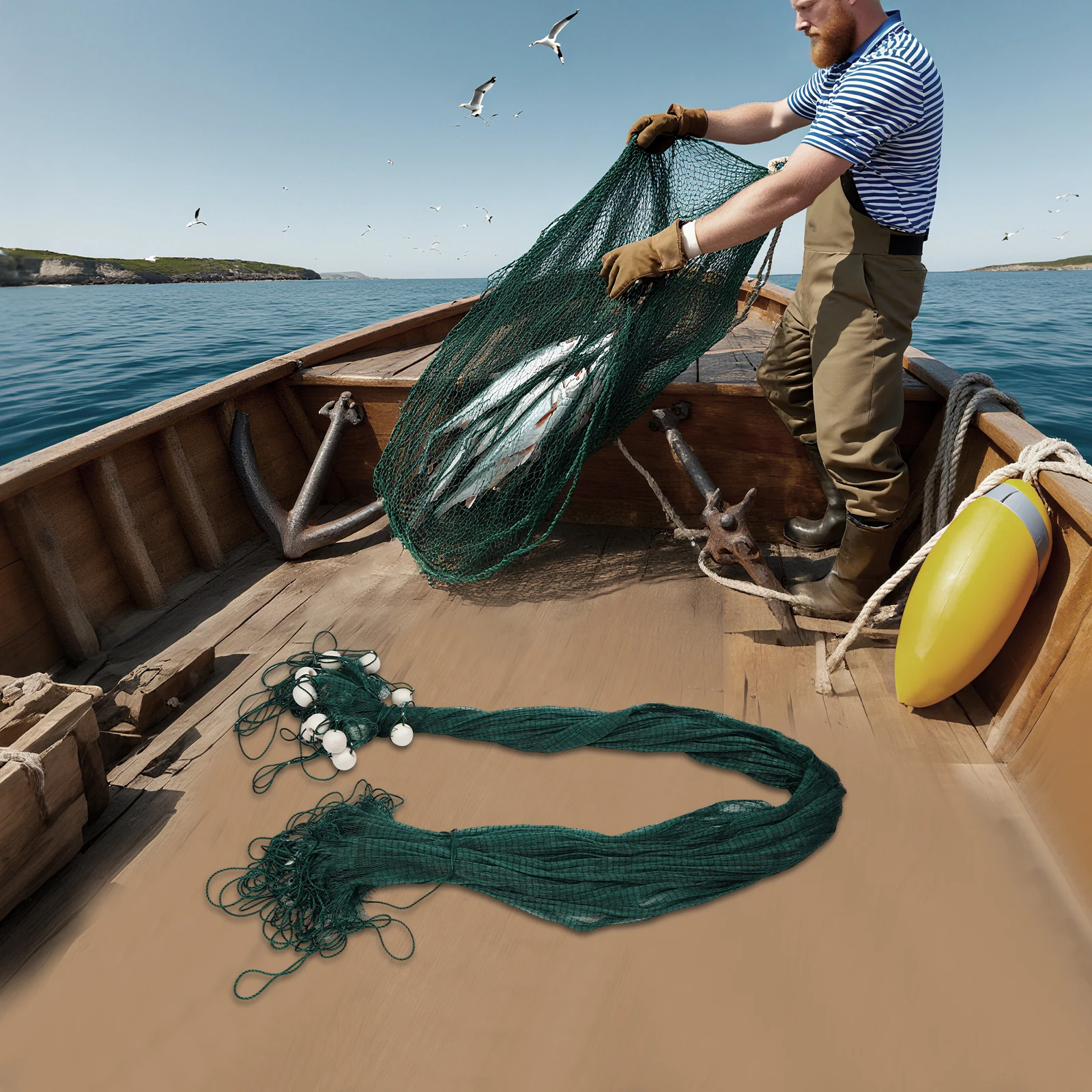 

Heavy-Duty Polyethylene Fishing Seine Net Dense Mesh Floats & Lead Weights High Capture Rate for Minnows/Shiners