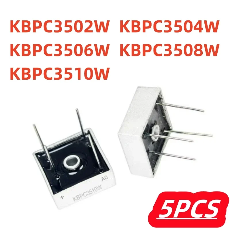 KBPC3502W~KBPC3510W Pin Type Rectifier Bridge Single Phase Diode Power Rectifier Electronic Component 5Pcs