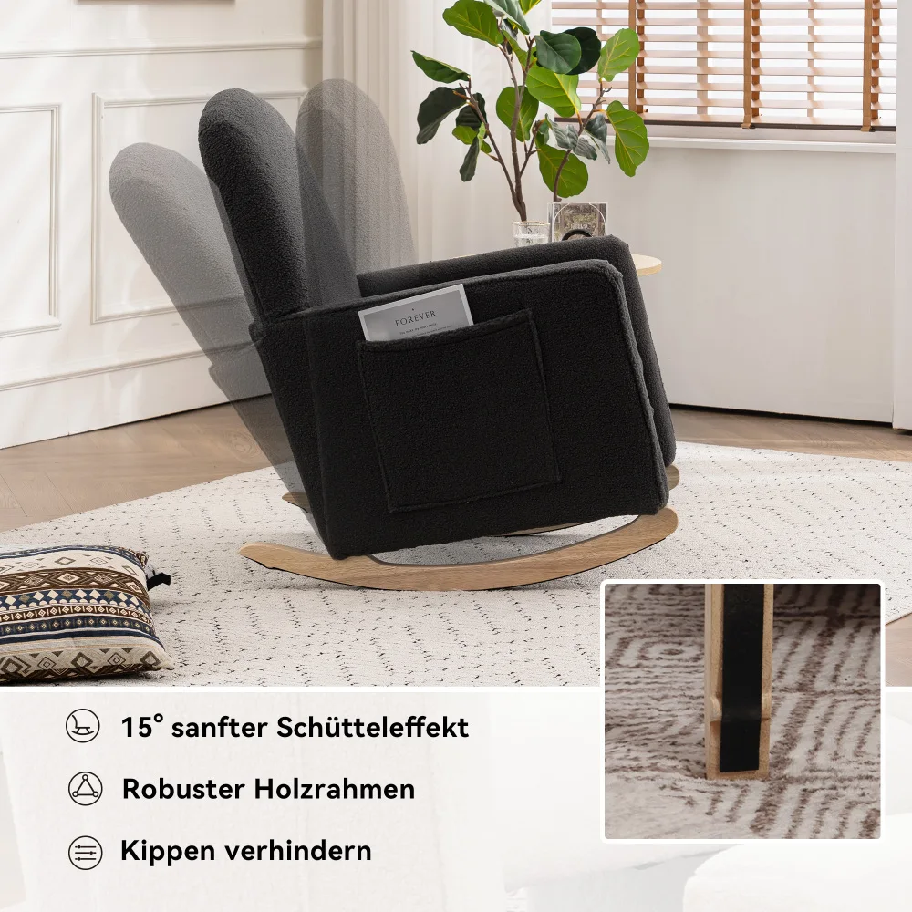 Schaukelstuhl mit Hocker, Sessel mit osmanischem Schaukelstuhl für den Innenbereich mit hoher Rückenlehne für das Wohnzimmer – Detail 20