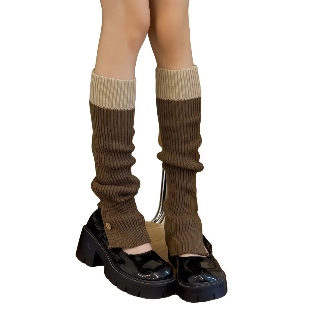 

Knit Long Leg Warmers For Women - Winter Patchwork Warm Boot Socks Women Retro Knee High Thermal Socks