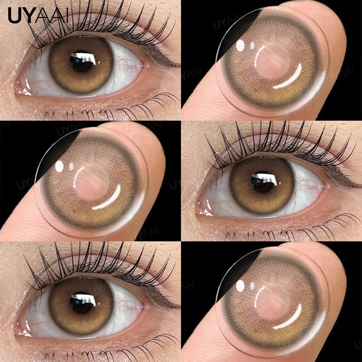 UYAAI 1 Paar farbige Kontaktlinsen, Make-up, blaue Schüler, natürliche braune Linsen, hochwertige grüne Farbe, Augenlinse, kosmetische Farbe – Detail 10