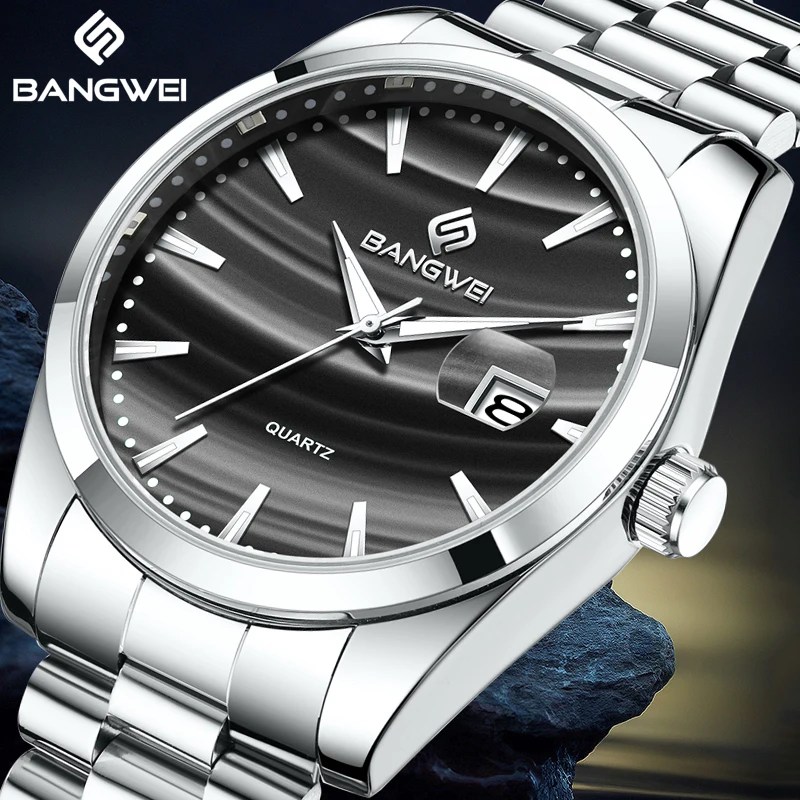 

BANGWEI 2025 New Business Mens Watches Top Brand Luxury Quartz Wristwatch For Men Fashion Waterproof Watch Men Reloj Hombre+BOX