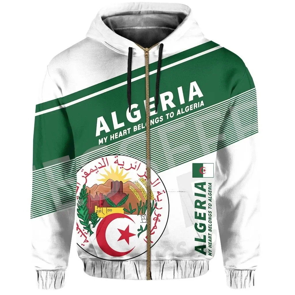 NewFashion Africa Country Algeria Flag Tattoo Retro Tracksuit 3DPrint Harajuku Casual Streetwear Pullover Funny Jacket Hoodies J