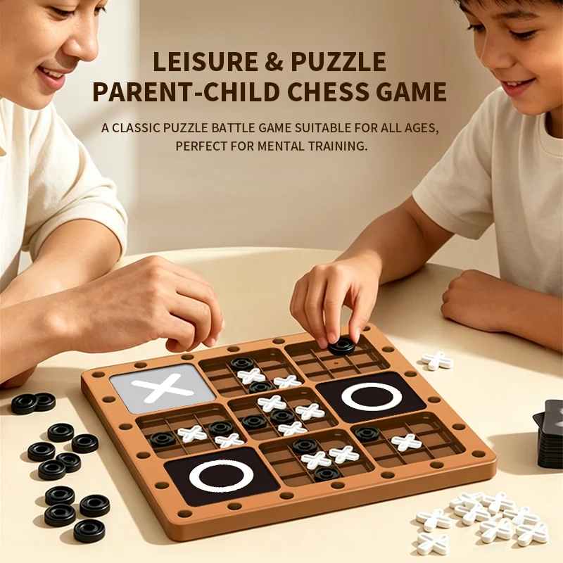 Children 2-in-1 Rope Untangling & Tic Tac Toe Board Game Kids Educational Puzzle Toy Parent-Child Interactive Brain Training Gam view 4