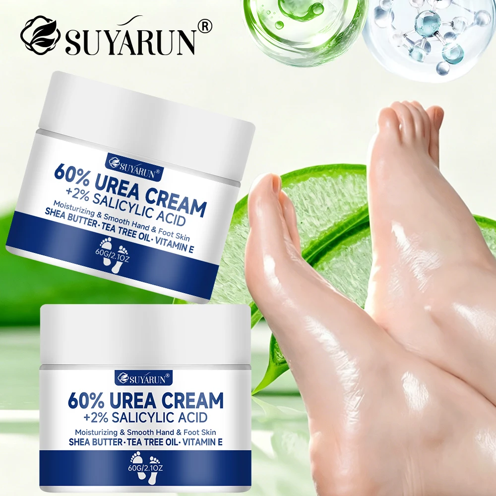 SUYARUN 60% Urea Foot Cream for Cracked Heels & Dry Skin - Intensive Moisturizing Treatment, Diabetic Foot Care, Combo Set.