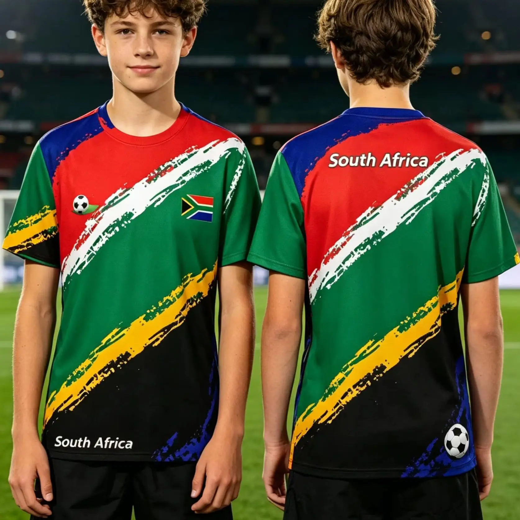 South Africa Football Flag 3D Printed Men T Shirt Women Tee Boys Top Children Parent Child Quick Dry Short Sleeves Kids Tshirt