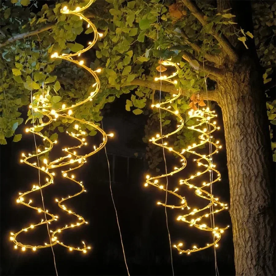 75CM Christmas Tree Spiral Rattan Fairy Light Outdoor Rattan Tree Hanging String Light Landscape Christmas Tree Garland Light