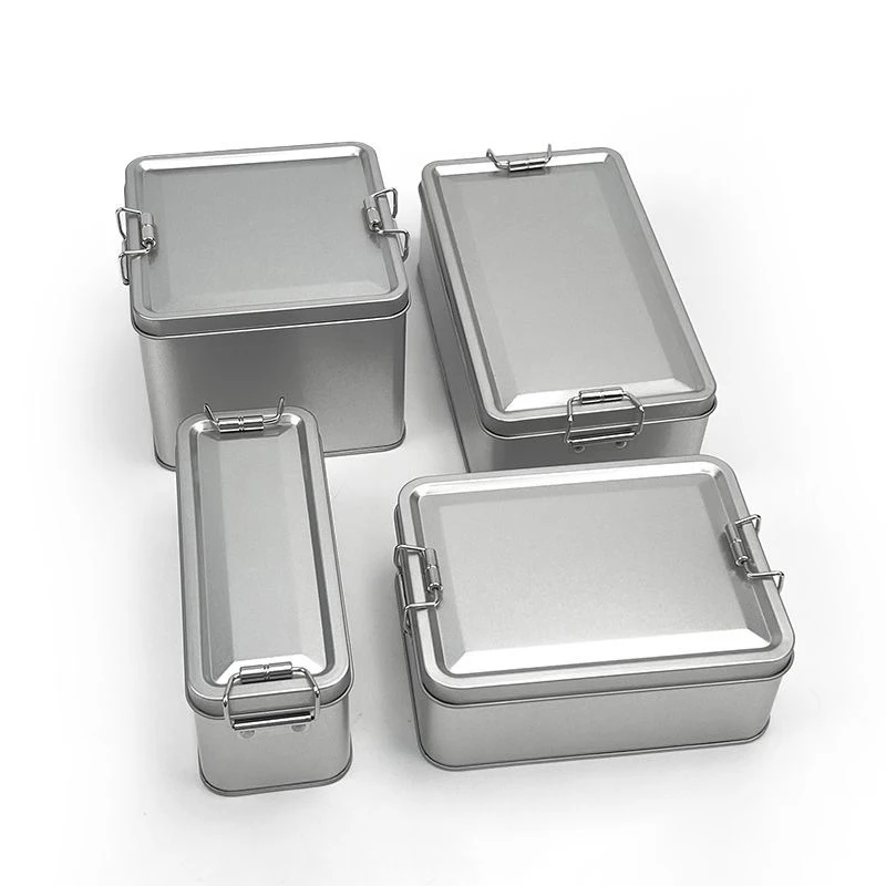 Rectangular Tinplate Cookie Tins Box With Lid Dustproof Home Kitchen Desktop Storage Tin For Candy Coffee Tea Jewelry Chocolate