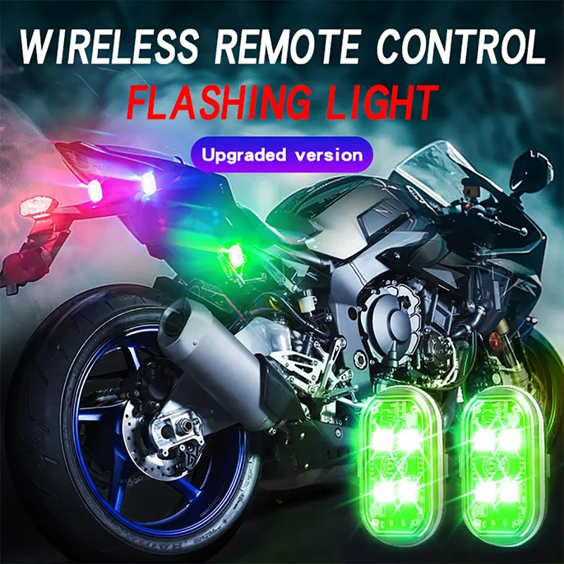 

2/8 Wireless Led Flash Lights For Car Decoration, Ambient Lighting 8-color Rechargeable Motorcycle Flashing Led Warning Lights