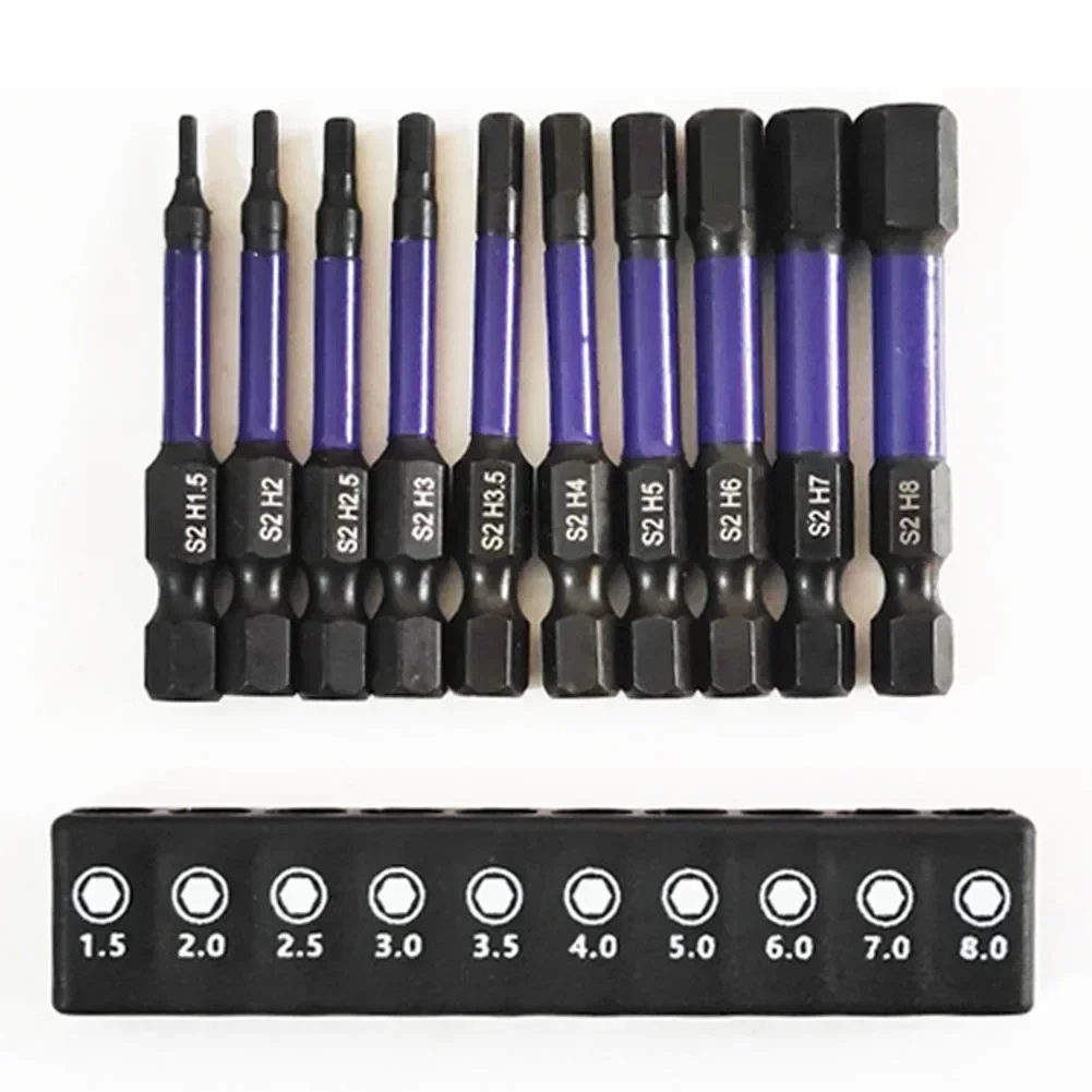 11Pcs/Set 50mm Magnetic Hex Head Screwdriver Bits H1.5-H6 1/4