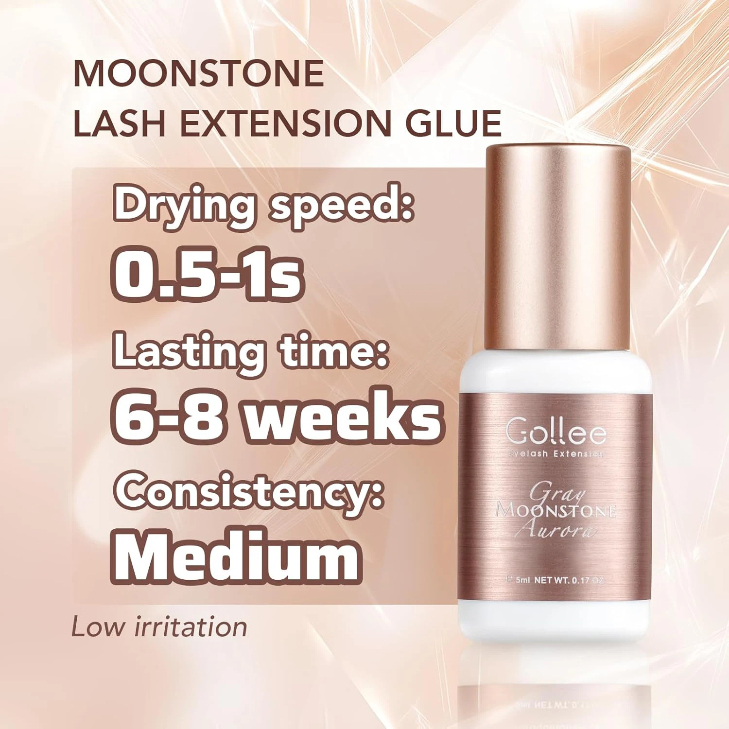 Gollee Professional Eyelash Extension Glue 10PCS 0.5s Fast Drying, Super Long Lasting Waterproof Low Irritation, All Weather Use