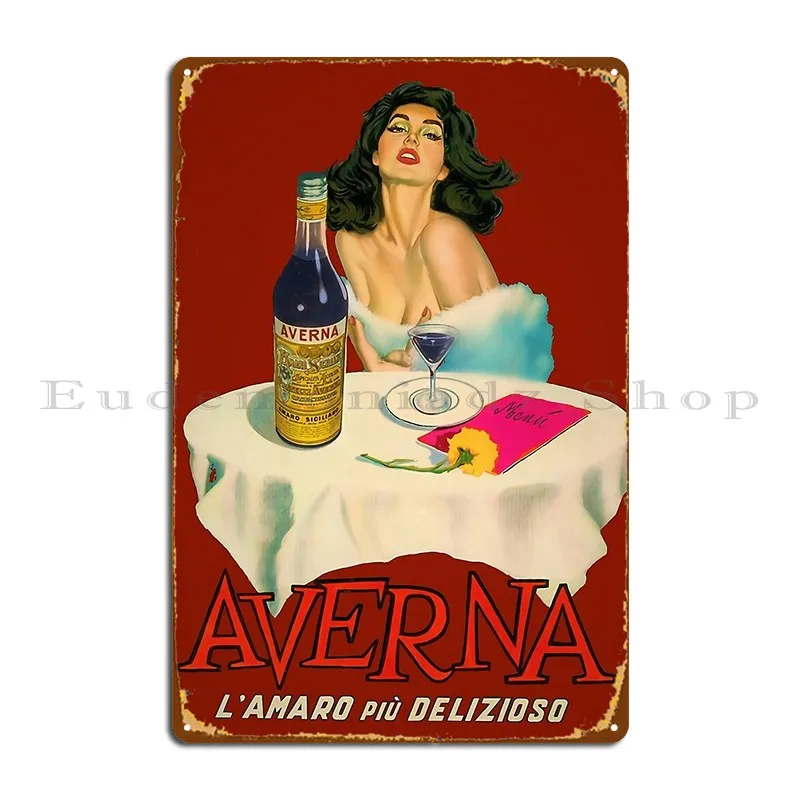 Vintage italiano licor Averna Amaro Sicilia aperitivo alcohólico Bevarage publicidad placa de Metal cartel cueva cartel de estaño
