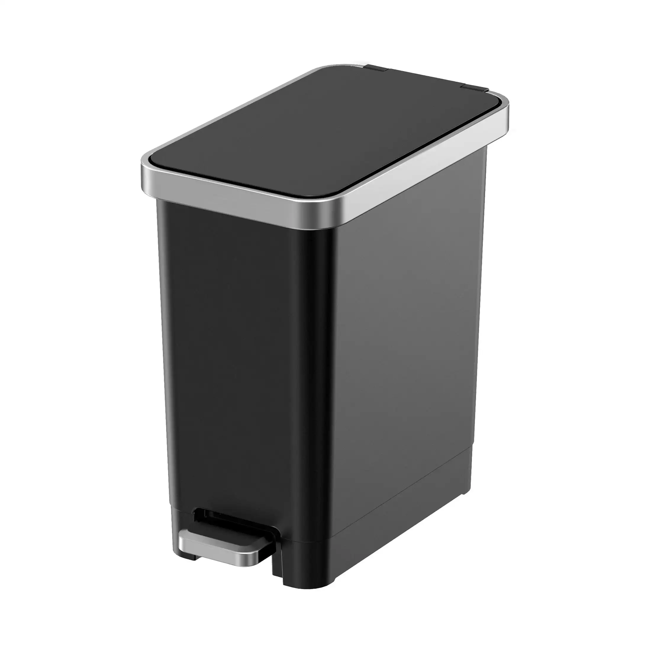 

2.5 Gallon Plastic Step Trash Can, Wastebasket for Bedroom or Bathroom, Black