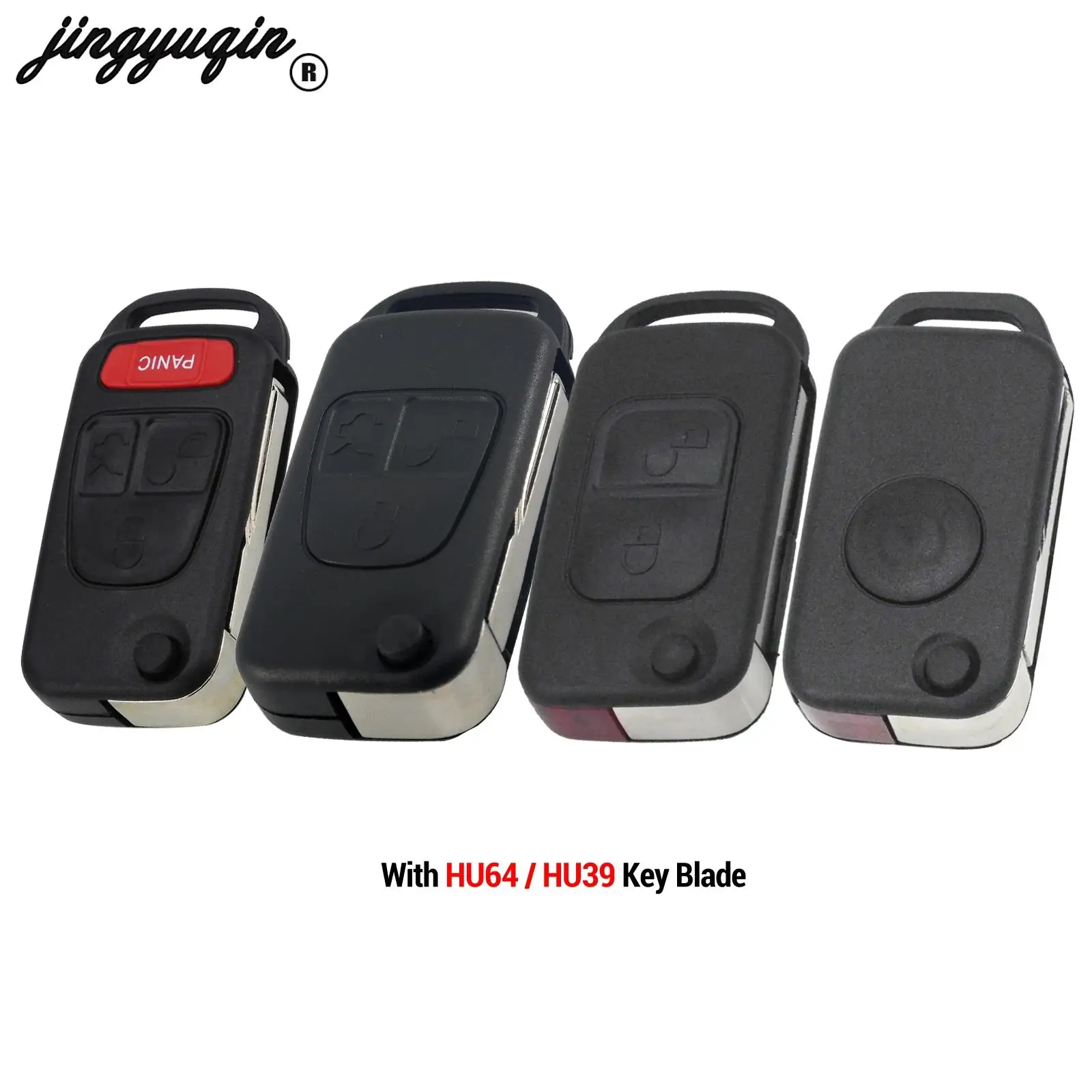 jingyuqin 1/2/3/4 Buttons For Mercedes Benz W168 W124 W202 A C E ML Flip Remote Car Key Shell Case HU39 HU64 Blade Replacement