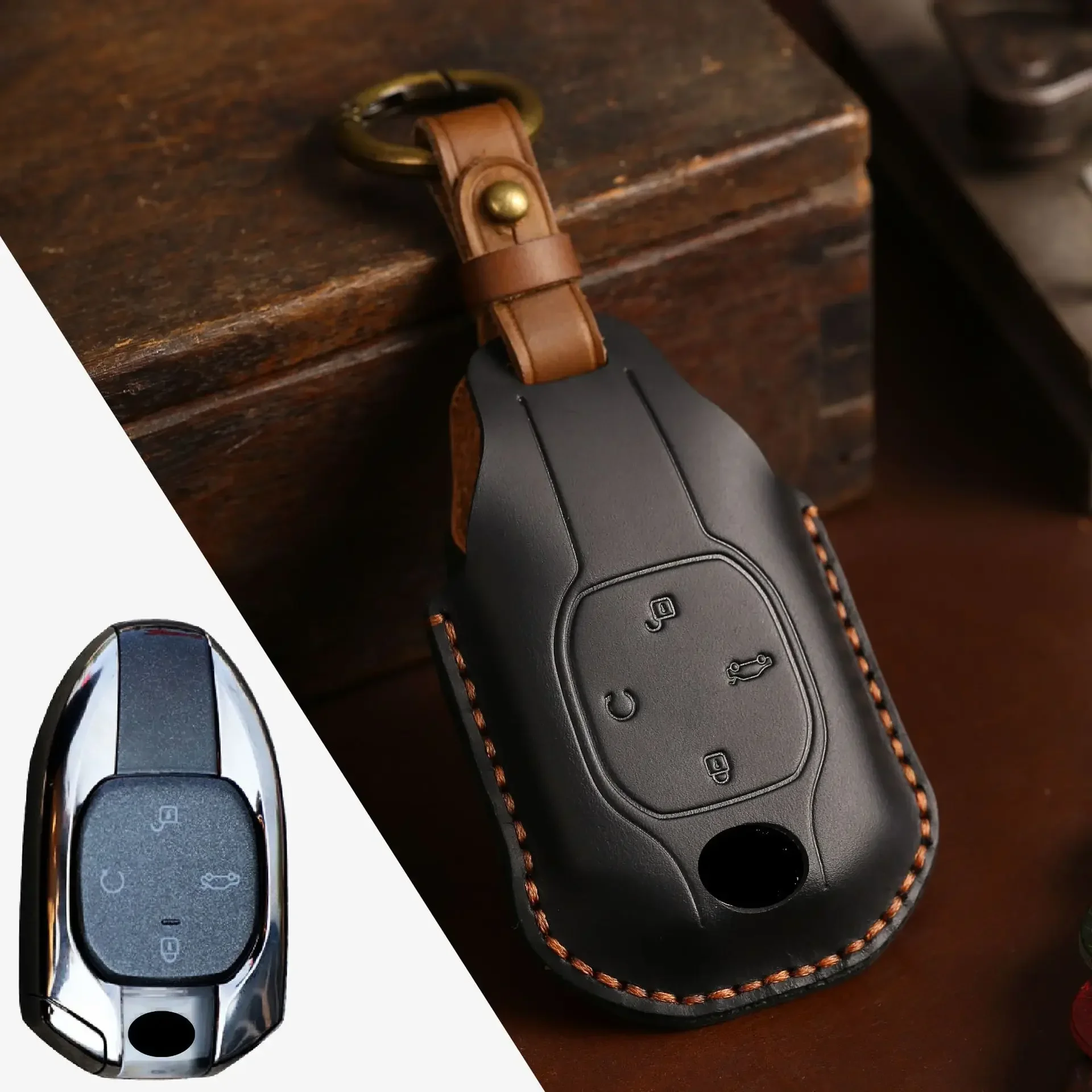 

1pc Genuine Leather Car Key Case Fob Cover Key Bag Shell For GAC Trumpchi 2021 Empow J11 J12 J13 J14 J15 J16 GS8 2023 Keychains