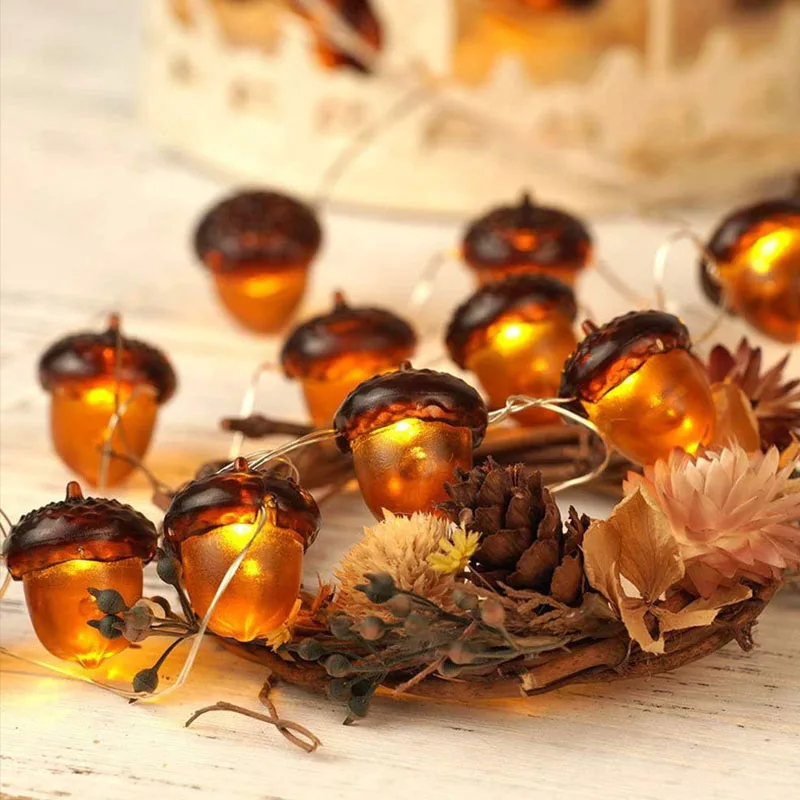 3D acorn light string Luminous fruit light string for Outdoor camping Forest Decor Thanksgiving day Decorations