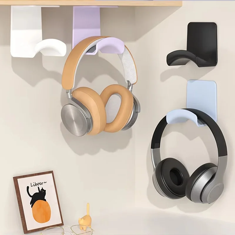 2Pcs Universal Plastic Wall Mounted Headphone Stand Gaming Controller Hanger Holder Adhensive Wall Mount Earphone Storage Stand