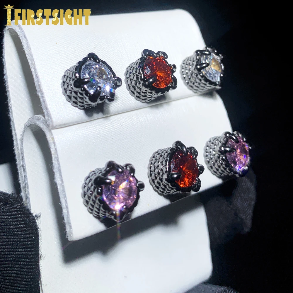 925 Sterling Silver Magnetic Ear Clip For Women Men Cubic Zircon Round Dragon Stud Earrings Without Piercing Jewelry