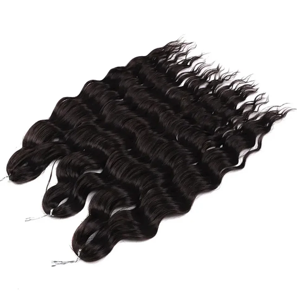 Anna-extensiones de cabello sintético, pelo trenzado de ganchillo, onda profunda, degradado, Rubio, torcido, 24"