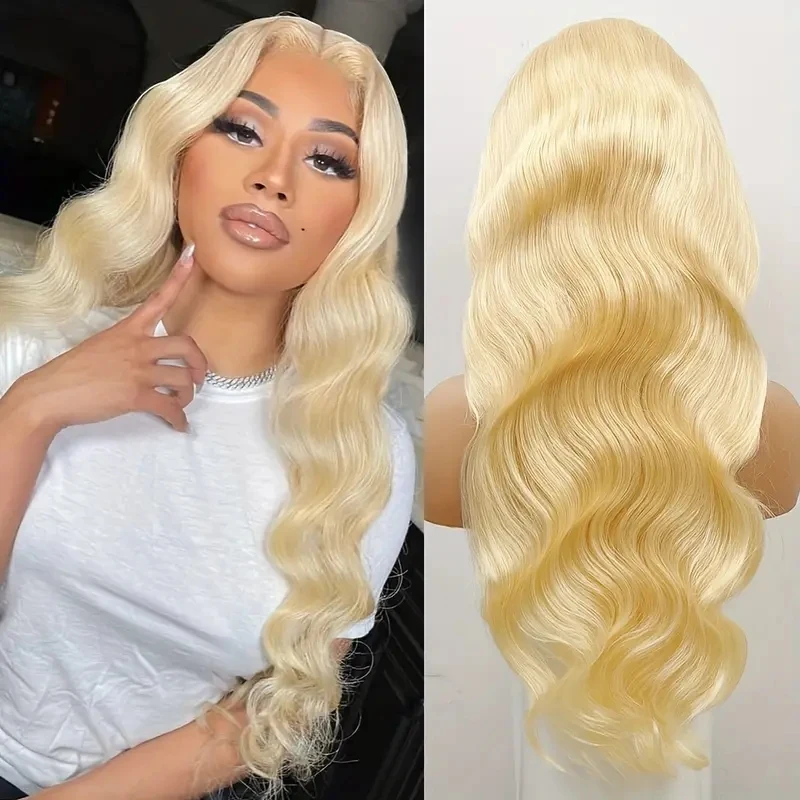 

613 Blonde 13*4 Lace Front Human Hair Wigs Brazilian Remy Body Wave 13x4 Lace Front Wig 150% Pre Plucked Baby Hair For Women