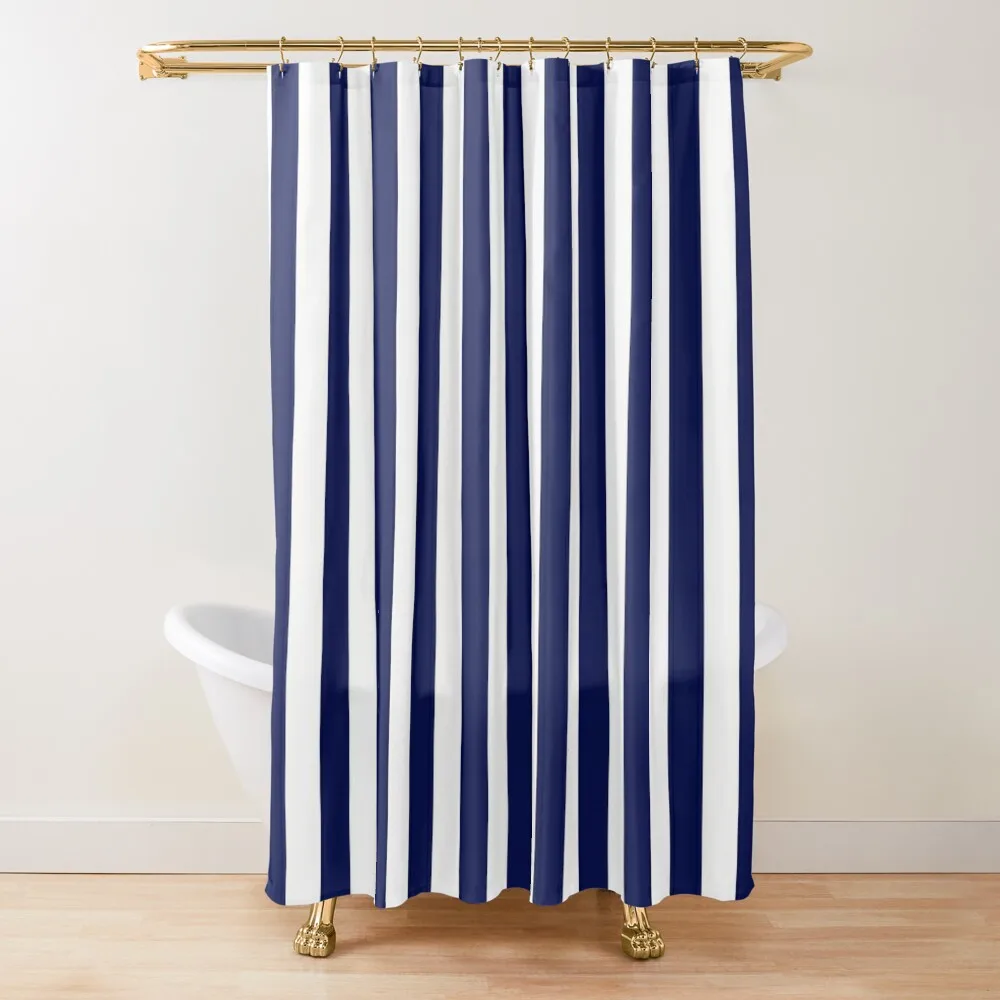 

Classic Navy Blue and White Large Vertical Cabana Tent Stripe Shower Curtain Cover Bathroom And Shower Curtain