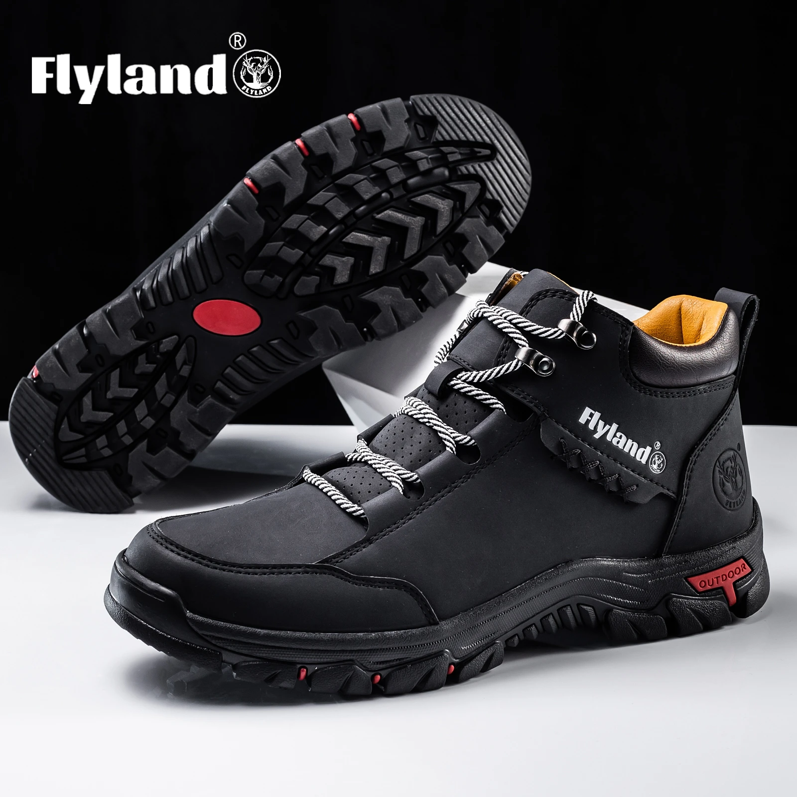 FLYLAND Fashionable Casual Men's Shoes High Top Outdoor Sports Shoes Comfortable And Safe Ankle Boots