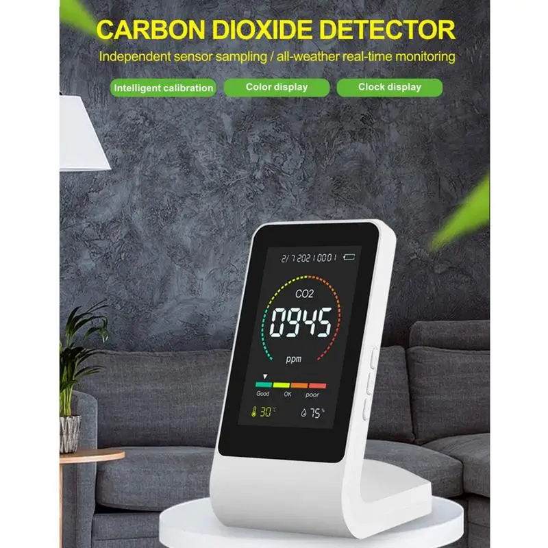 Indoor CO2 Sensor CO2 Meter Digital Air Detector Intelligent Air Quality Analyzer Air Pollution Monitor Humidity Detector