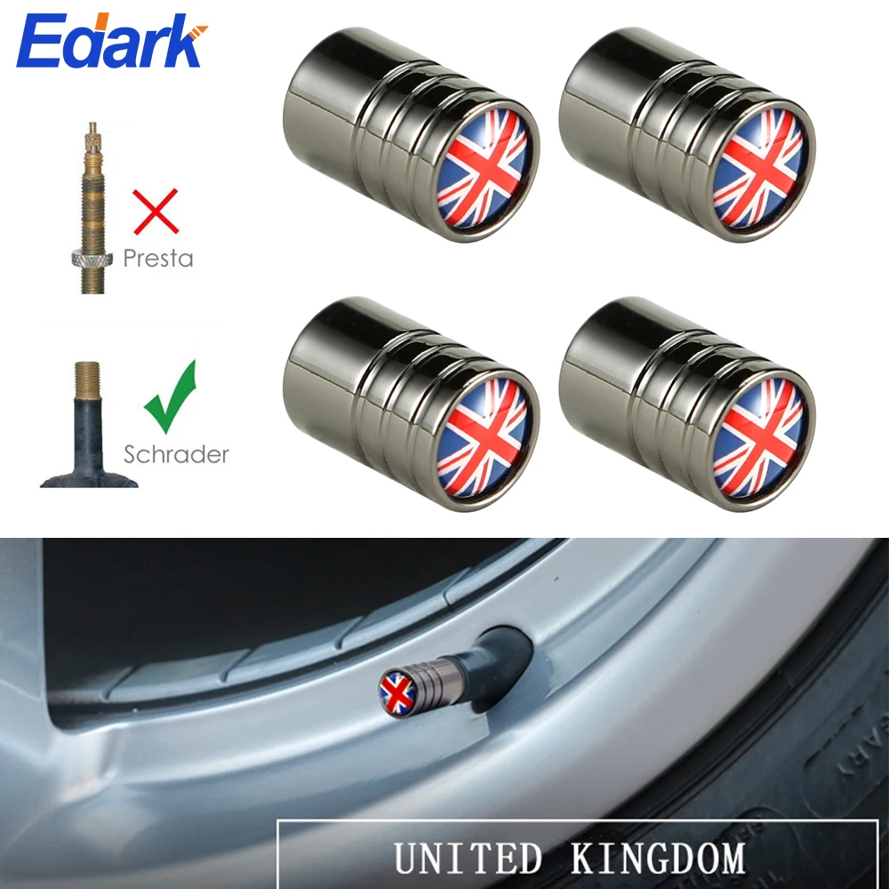 

4 Pcs Universal UK Flag Bike Motorcycle Car Tires Wheel Stem Valve Caps Cover for Car Styling Water-proof Dust-proof Valve Caps